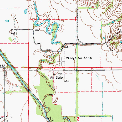 Topographic Map of Wileys Air Strip (historical), MO
