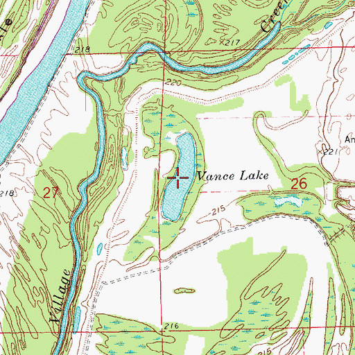 Topographic Map of Vance Lake, AR