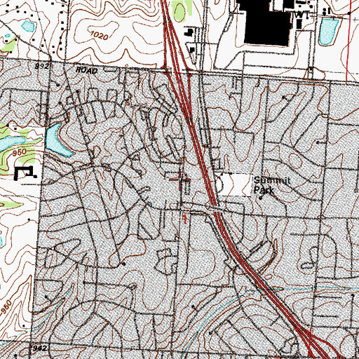 Topographic Map of Lees Summit Heliport, MO
