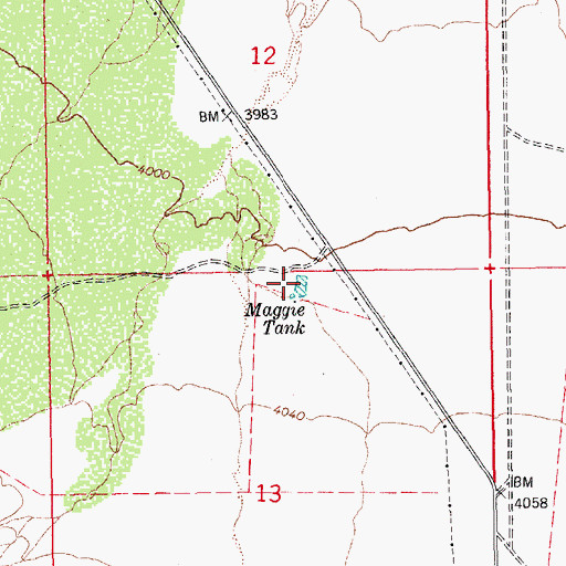 Topographic Map of Maggie Tank, AZ