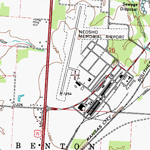Topographic Map of Neosho Hugh Robinson Airport, MO
