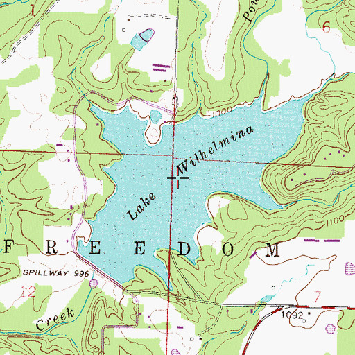 Topographic Map of Lake Wilhelmina, AR
