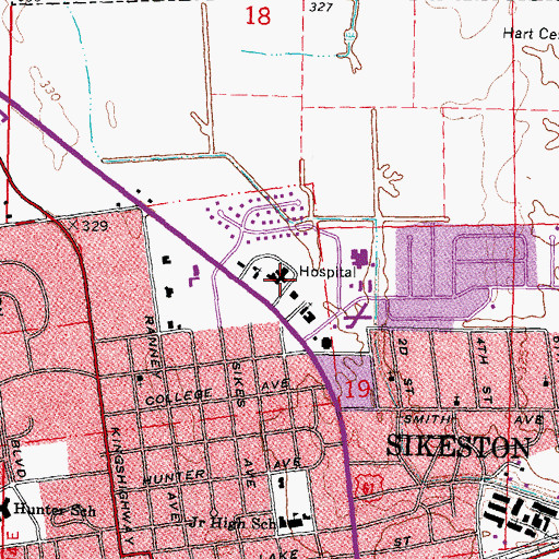 Topographic Map of Missouri Delta Heliport, MO