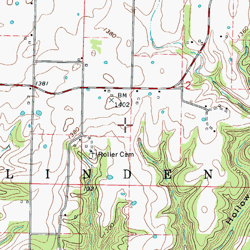 Topographic Map of Hindman Airport, MO