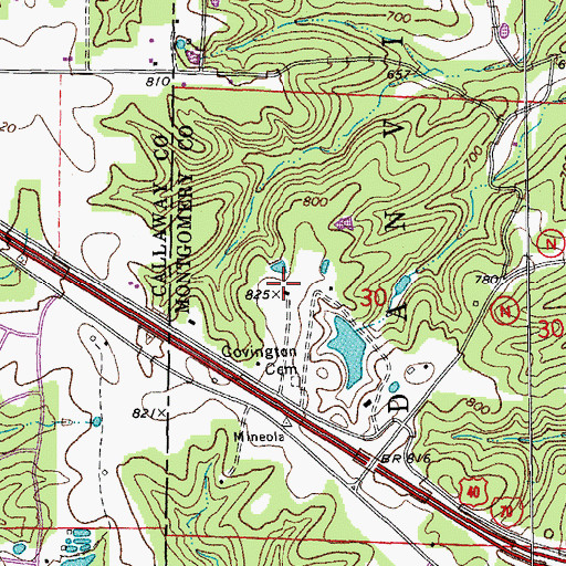 Topographic Map of Redgate Ranch Airport, MO