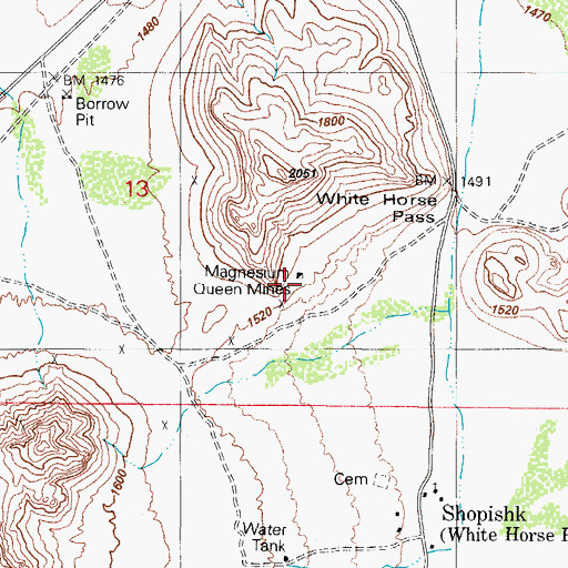 Topographic Map of Magnesium Queen Mines, AZ