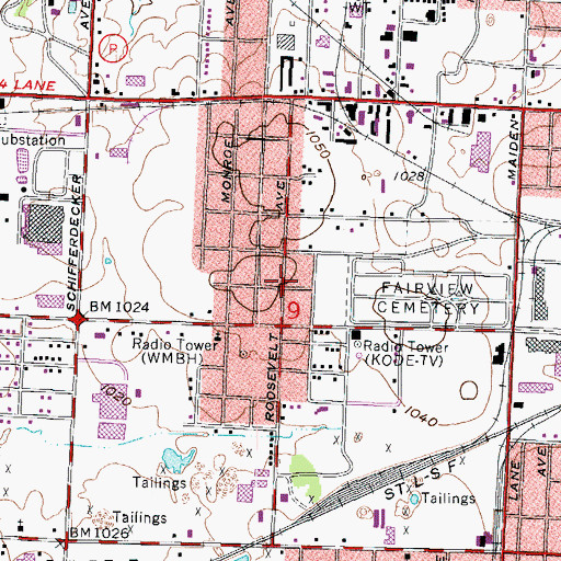 Topographic Map of WMBH-AM (Joplin), MO