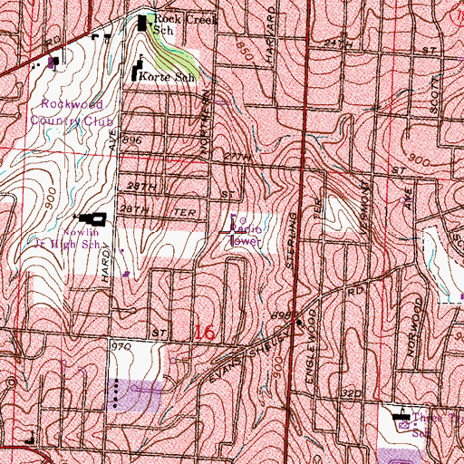 Topographic Map of KCCV-AM (Independence), MO