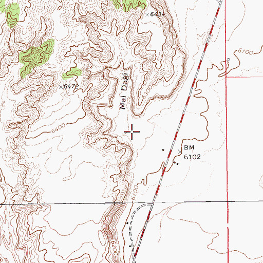 Topographic Map of Mai Dagi, AZ
