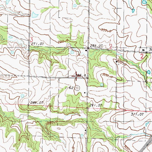Topographic Map of Brownsdale Post Office, MO