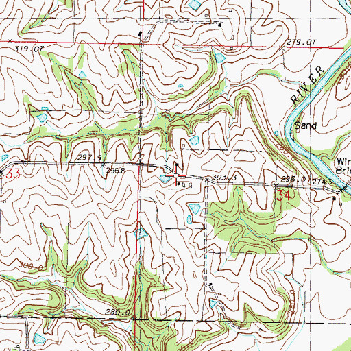 Topographic Map of Fountainbleau, MO