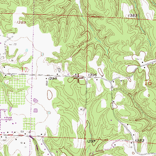 Topographic Map of Pleasant Ridge School (historical), AR