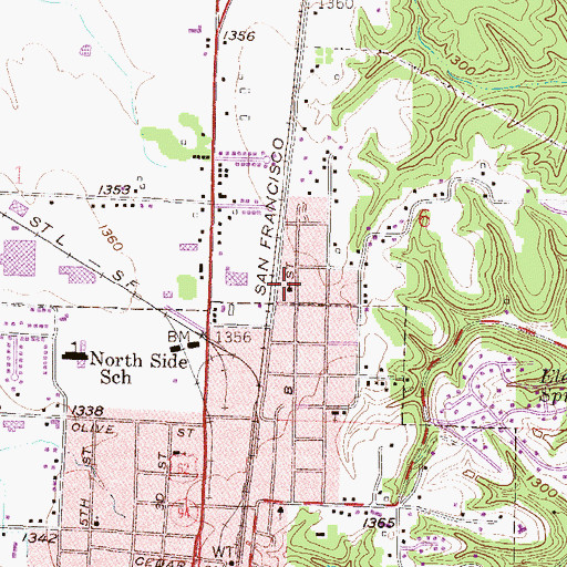 Topographic Map of Rogers Church of God, AR