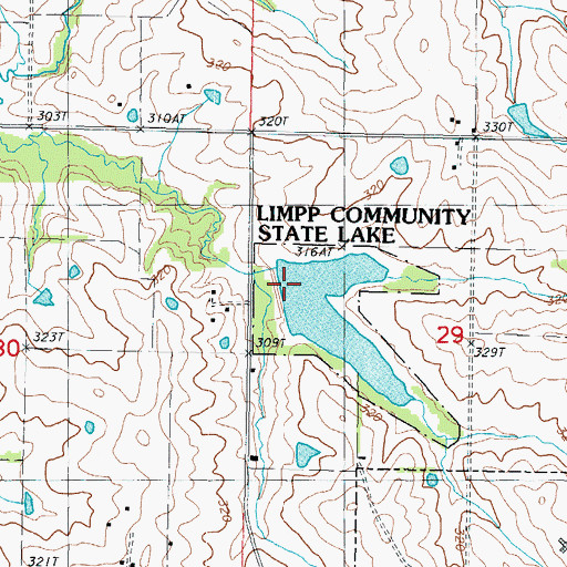 Topographic Map of Limpp Lake Dam, MO