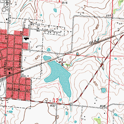 Topographic Map of Only Way Lake Dam, MO