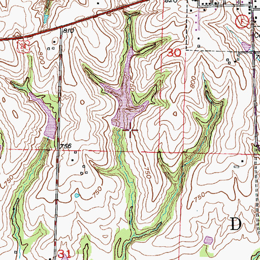 Topographic Map of Tabo Creek Watershed Structure E-20 Dam, MO