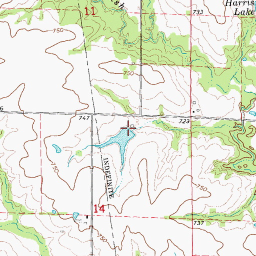 Topographic Map of Kohl Lake West Dam, MO
