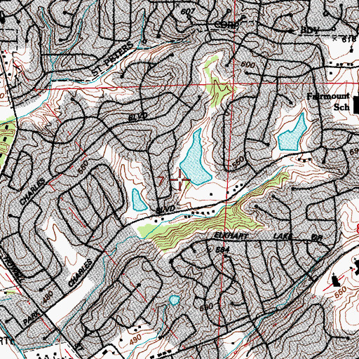 Topographic Map of Park Charles South Number 1 Dam, MO