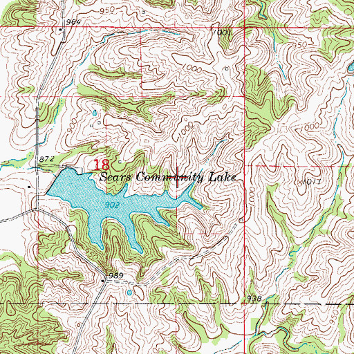 Topographic Map of Stevens Lake, MO