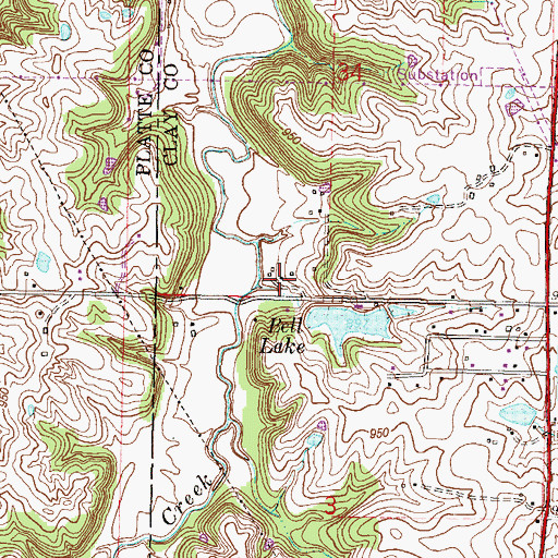 Topographic Map of Bell Lake Dam, MO