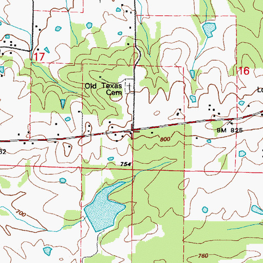 Topographic Map of Old Texas, AR