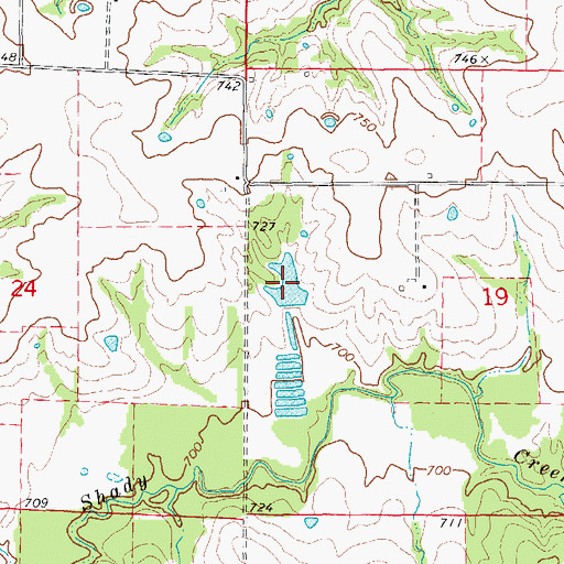 Topographic Map of Morris Lake, MO