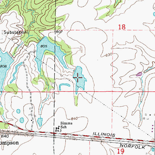 Topographic Map of Locke Lake, MO