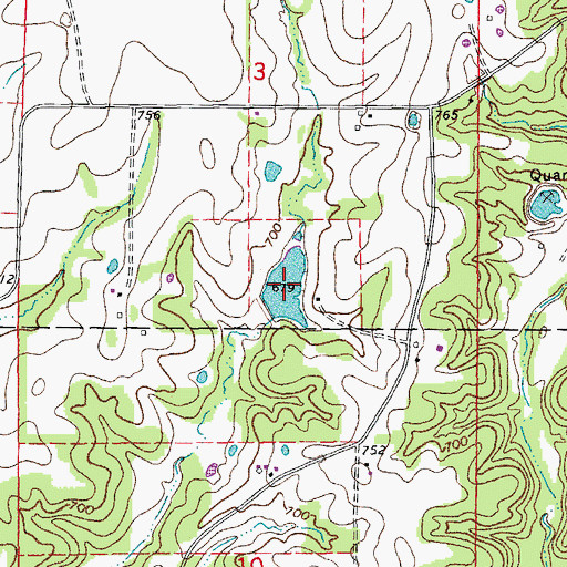 Topographic Map of Hickory Meadows Lake, MO