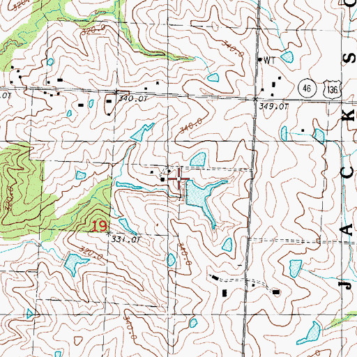 Topographic Map of Lochridge Farms Lake Dam, MO
