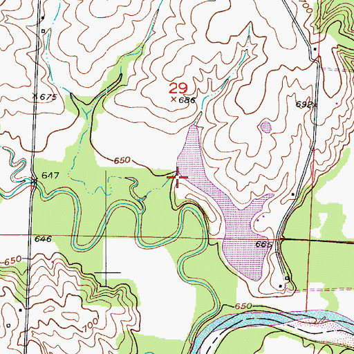 Topographic Map of Shull Lake North Cove Dam, MO