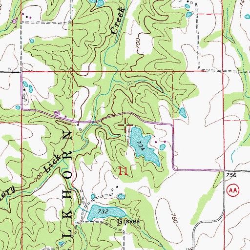 Topographic Map of Dunn Lake Dam, MO