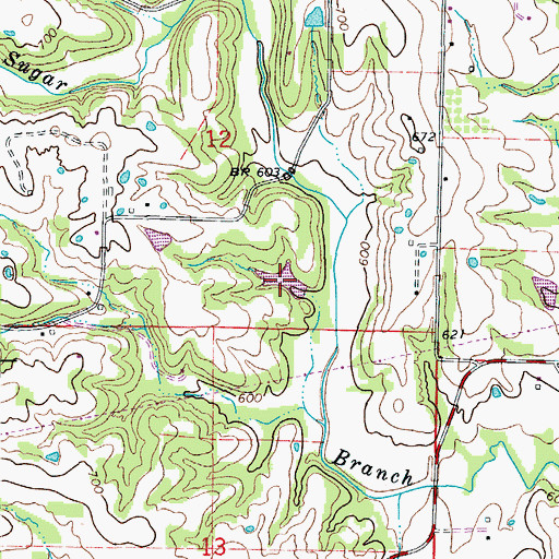 Topographic Map of Hunt Lake, MO