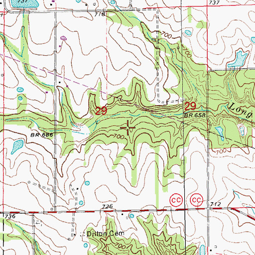 Topographic Map of Number 763 Dam, MO