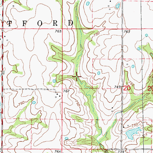 Topographic Map of Clithero Lake Dam, MO