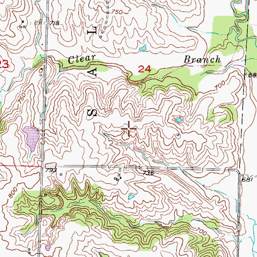 Topographic Map of Moser Lake, MO