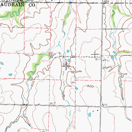 Topographic Map of Donaldson Lake Dam, MO
