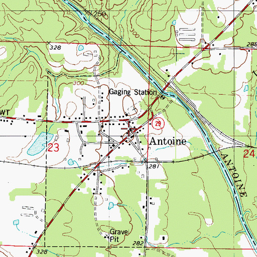 Topographic Map of Antoine, AR