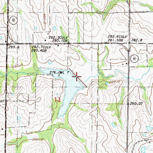 Topographic Map of Grindstone-Lost-Muddy Creek Watershed Dam C-5, MO