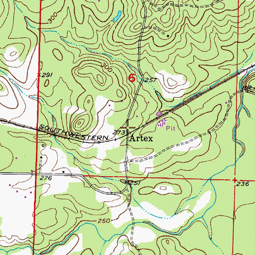 Topographic Map of Artex, AR