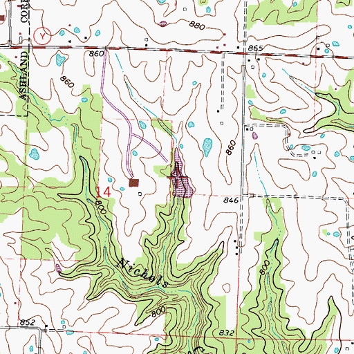 Topographic Map of Peterson Lake, MO