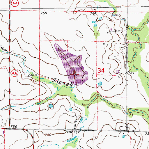 Topographic Map of Hammett Lake Dam, MO