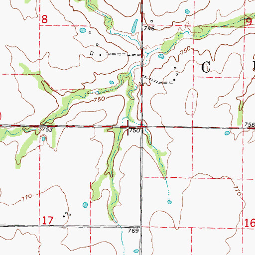 Topographic Map of Ray Lake Dam, MO