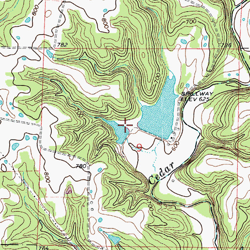 Topographic Map of Windmiller Dam Number 2, MO