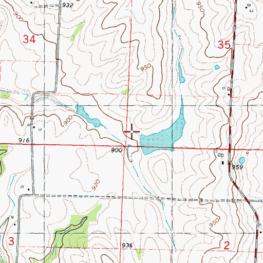 Topographic Map of Wakley Lake Dam, MO