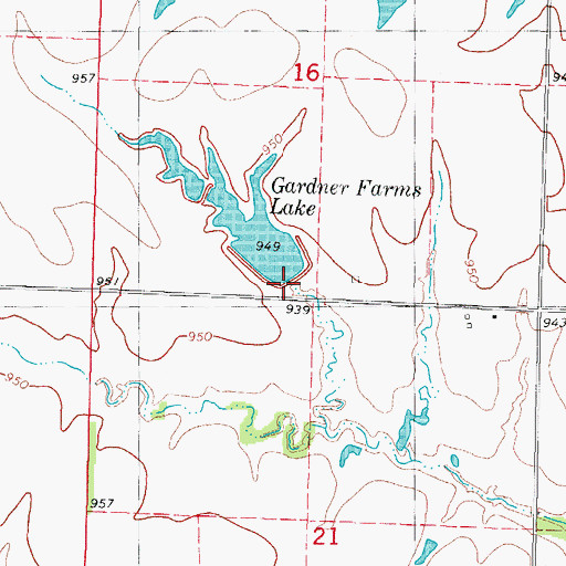 Topographic Map of Gardner Farms Lake Dam, MO