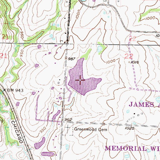 Topographic Map of Coot Lake, MO