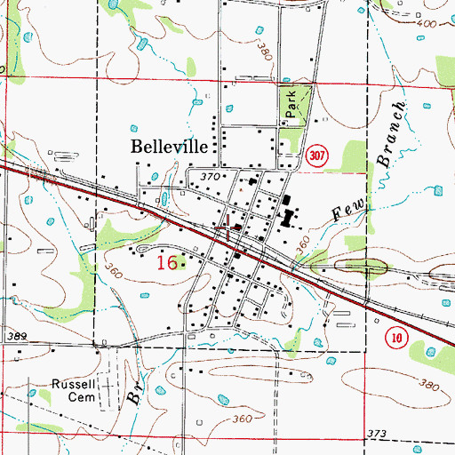 Topographic Map of Belleville, AR