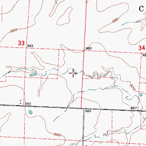 Topographic Map of Beans Lake, MO