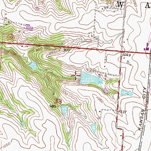 Topographic Map of Rhoden Investment Dam, MO