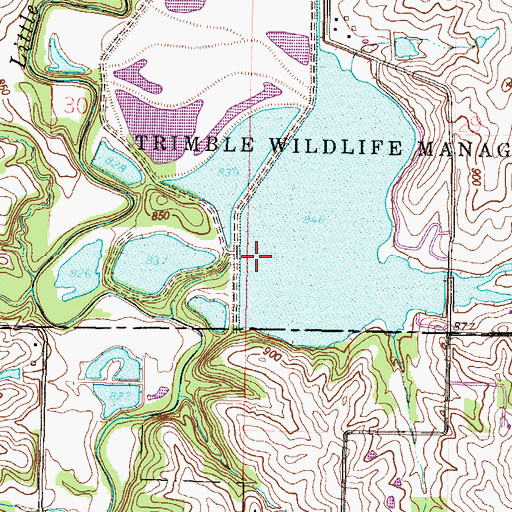 Topographic Map of Trimble Wildlife Dam, MO